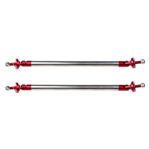 Red Adjustable Front Car Bumper Lip Splitter Strut Rod Tie Support Bar （E10493901CP） For Universal - 2 Piece