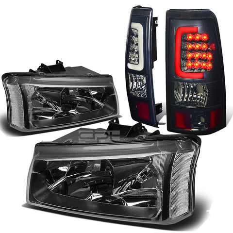 03-07 SILVERADO BLACK+CLEAR SIGNAL HEADLIGHT+CHRO