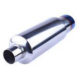 N1 Universal 2" Inlet 3" Outlet Performance Exhaust Muffler with Straight Blue Burnt Tip - Moderate Sound