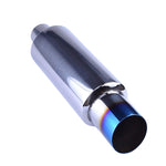 N1 Universal 2" Inlet 3" Outlet Performance Exhaust Muffler with Straight Blue Burnt Tip - Moderate Sound