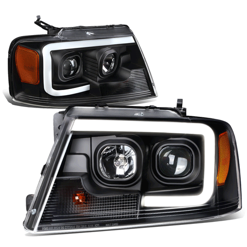 04-08 d F150 Mark LT LED DRL Projector Headlight Headlamp Black/ Amber