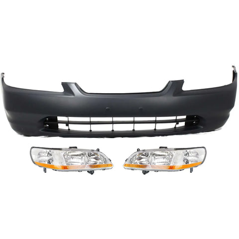 Bumper Cover Kit For 1998-2000 Honda Accord Front 2-Door Coupe 3Pc