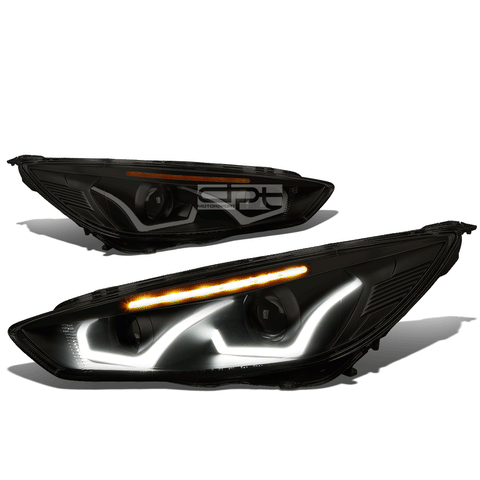 [LED Halo]  2015-2018 d Focus Smoked Tint Amber Side Projector Headlight