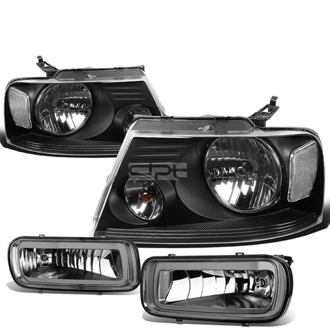 04-06 D F150 BLACK CLEAR HEADLIGHT+TURN SIGNAL LAMP+SMOKED OE FOG LIGHT