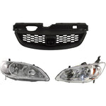 Grille Assembly Kit For 2004-2005 Honda Civic 3pc