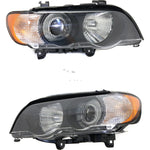 Headlight Set For 2000-2003 BMW X5 Left and Right HID With White Turn Signal