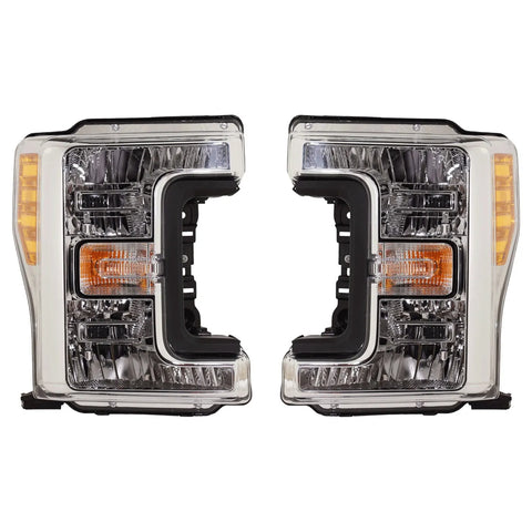 Headlight Set For 2017 Ford F-250 and F-350 Super Duty LH & RH w/ bulbs Halogen