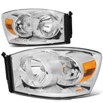 06-09 Dodge Ram Truck 1500 2500 Chrome Housing Amber Corner Headlight Lamps