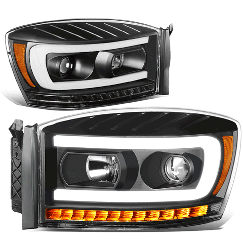 [LED DRL+Sequential Signal] 06-09 Ram Truck 1500 Projector Headlight Lamps