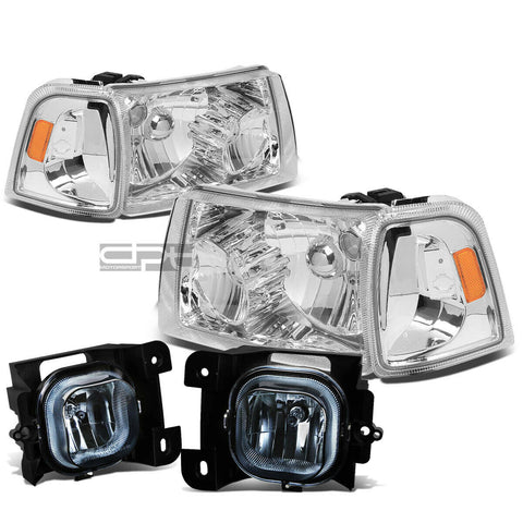 04-05 RANGER CHROME AMBER HEADLIGHT+TURN SIGNAL LAMP+SMOKED OE FOG LIGHT