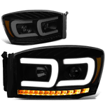 [Dual LED DRL+Sequential Signal] 06-09 Ram Truck Projector Headlight Lamp