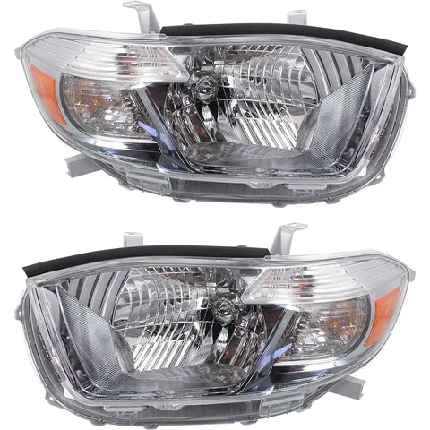 Halogen Headlight Set For 2011-2013 Toyota Highlander Left & Right w/Bulbs Pair