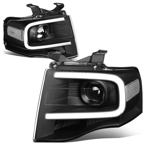 2007-2014 d Expedition LED DRL Tube Projector Headlight Head Lamps Black