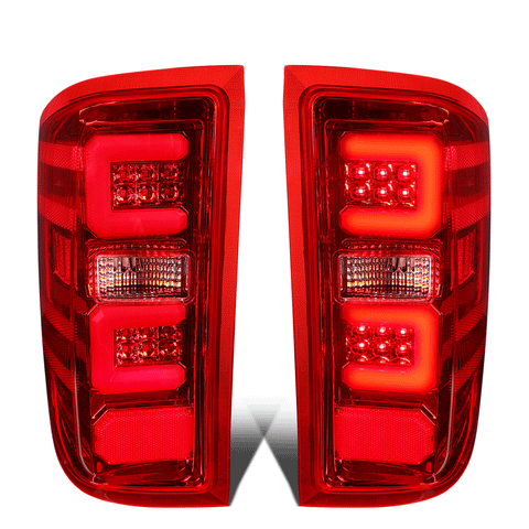 2014-2019 Silverado Sierra 1500 LED C-Tube Bar Tail Brake Light Lamp Set Red