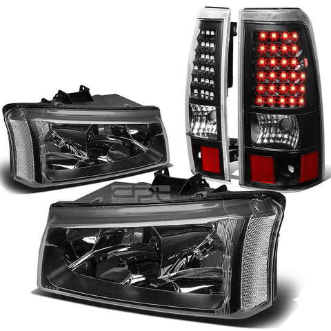 03-07 SILVERADO BLACK+CLEAR CORNER HEADLIGHT+LED REAR BRAKE/TAIL LIGHT/LAMP