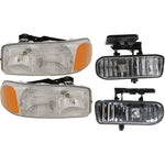 Headlight Kit For 1999-2002 GMC Sierra 1500 LH RH 00-06 Yukon Clear Lens Halogen