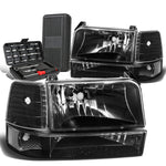 1992-1996 d F150/F250/F350 Headlight Bumper Lamps+Tool Box Black Clear