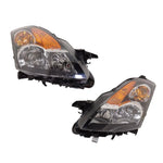 Headlight Set For 2007 Nissan Altima Left & Right Side Clear Lens Black Housing