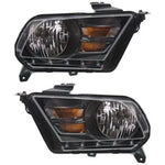 Headlight Set For 2010-2014 Ford Mustang Left and Right Black Housing 2Pc