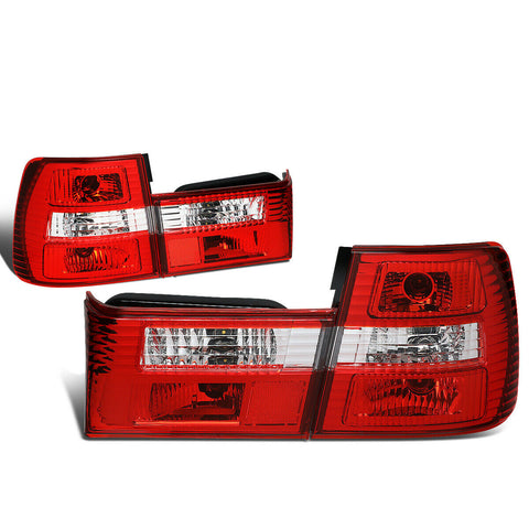 89-95 BMW 5-Series M5 E34 Pair Red/Clear Lens Tail Light Brake/Reverse Lamps