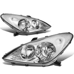 02-03 Lexus ES300 2004 ES330 Pair Chrome Housing Clear Side Headlight Lamps