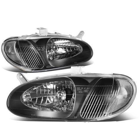 98-01 KIA Sephia Pair Black Housing Clear Corner Headlight/Lamp