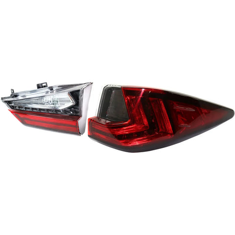 Tail Light Set For 2016-2021 Lexus RX350 16-22 RX450h RH Inner Outer Clear/Red