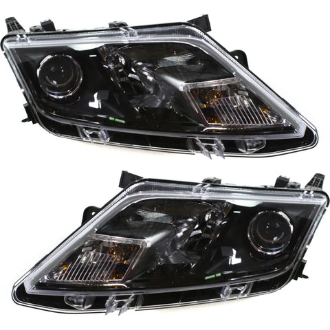 Headlight Set For 2010-2012 Ford Fusion Left and Right Black Housing CAPA 2Pc