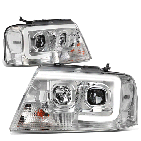 04-08 d F150 Mark LT LED DRL Projector Headlight Headlamp Chrome Housing