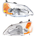 Headlight For 2001-2003 Honda Civic Pair Driver and Passenger Side CAPA