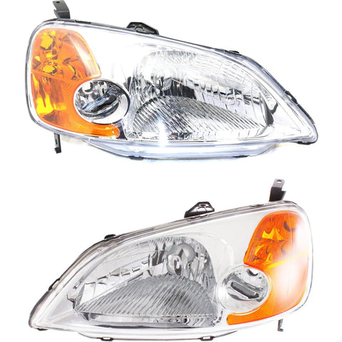 Headlight For 2001-2003 Honda Civic Pair Driver and Passenger Side CAPA