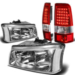 03-07 SILVERADO CHROME+CLEAR CORNER HEADLIGHT+RED LED BRAKE/TAIL LIGHT/LAMP