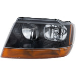 Headlight Left Black Int with Amber Signal Lens For 1999-02 Jeep Grand Cherokee