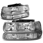 1999-2002 Chevy Silverado Chrome Housing Clear Corner Headlight Bumper Lamps