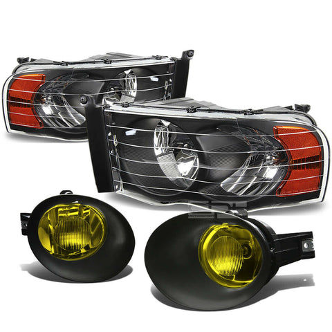 02-05 RAM BLACK HOUSING AMBER REFLECTOR HEADLIGHTS/LAM