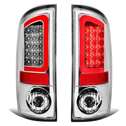 2002-2006 Dodge Ram 1500 2500 3500 Red Tube Bar Tail Brake Light Lamp Chrome