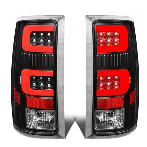 2007-2014 GMC Sierra 1500 2500 HD Red LED C-Tube Bar Tail Brake Light Lamps