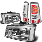 03-07 SILVERADO CHROME+CLEAR CORNER HEADLIGHT+3D LED BRAKE/TAIL LIGHT/LAMP