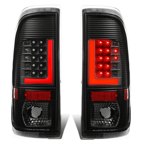 2008-2016 F250 F350 Super Duty Red LED L-Bar Tail Brake Light Lamp Black