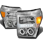 [LED Halo Ring] 2011-2016 d Super Duty Chrome Housing Projector Headlights