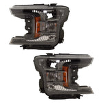 Headlight Set For 2018-2020 Ford F-150 Left and Right Halogen Black Interior