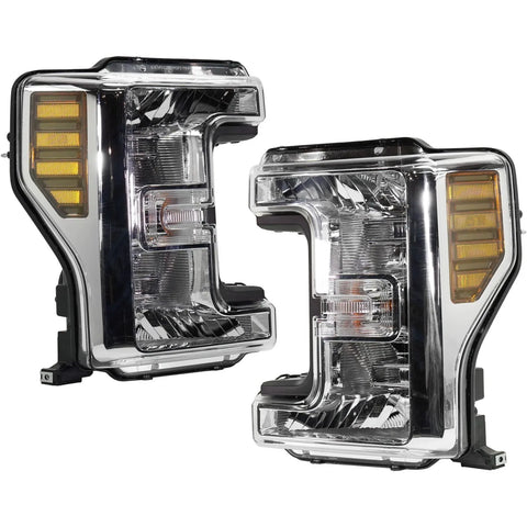 Headlight Set For 2018-2019 Ford F-250 Super Duty LH and RH Halogen