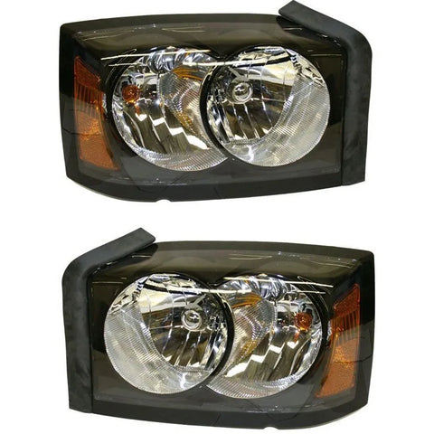 Headlight Set For 2006-2007 Dodge Dakota Left and Right Black Housing 2Pc