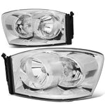 06-09 Dodge Ram Truck 1500 2500 Chrome Housing Clear Corner Headlight Lamps