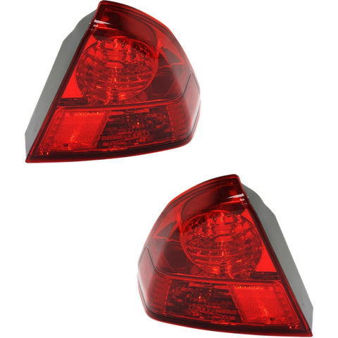 Halogen Tail Light Set For 2003-2005 Honda Civic Japan Built Outer Red Lens 2Pcs