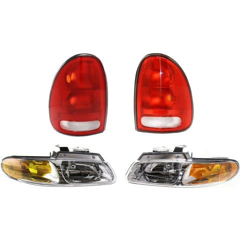 Headlight Kit For 96-99 Dodge Grand Caravan Plymouth Voyager 4Pc