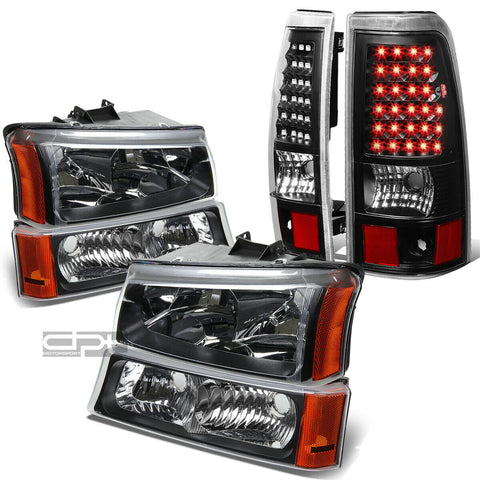 03-07 SILVERADO BLACK CRYSTAL HEADLIGHT+BUMP