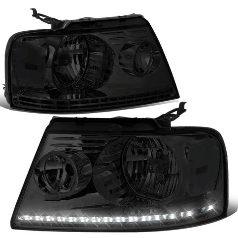 04-08 d F150 Lincoln Mark LT Chrome Housing Smoked Lens LED DRL Headlight