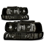 1999-2002 Chevy Silverado Smoked Housing Clear Corner Headlight Bumper Lamps