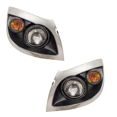 Headlight Set For 2008-2019 International WorkStar 7600 L R Clear Lens Halogen